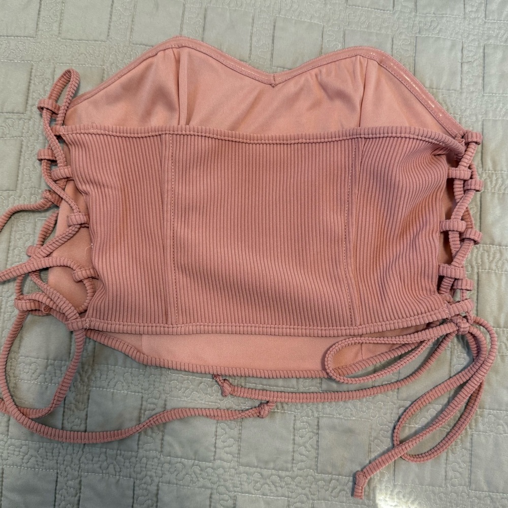 Pink Ribbed Corset Top - Picture 2 of 2